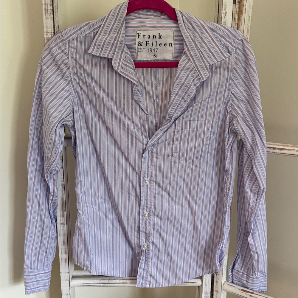 Frank & Eileen Blue and White Striped Shirt